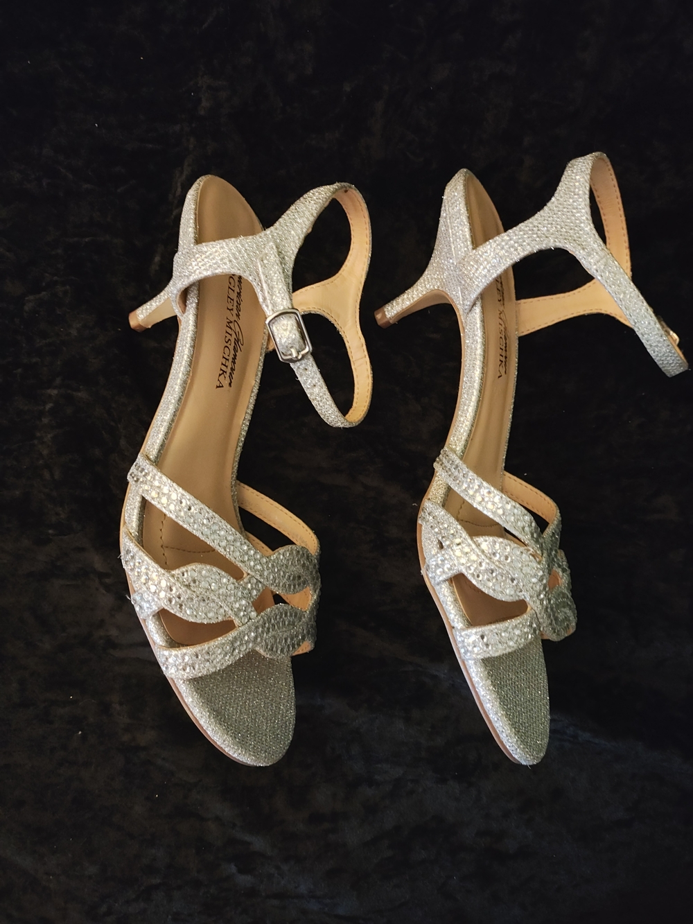 Badgley Mischka Silver Crystal Open-Toe Heels - Picture 2 of 4